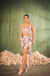 Peach Floral Printed Sarong