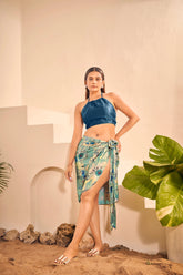 Chic Island: Blue Halter Top and Floral Sarong Women's Island Wear