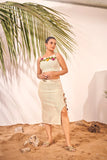 Elegant Crochet Two-Piece Beachwear Cover-Up with Floral Accents