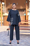 Black Designer Summer Casual Outfit With White Embroidery