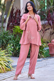 Pink Casual Resort Wear For Women With Intricate Embroidery