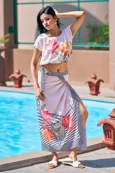 Shop this elegant floral sarong and cape sleeve shirt set by NovelaFashion—perfect resort wear for women. A breathable, all-size fit for stylish beach vacation outfits, beach club looks, and more. Inspired by Missoni beachwear.