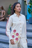 Off-white Casual Resort Wear Co-Ord Set With Pink Detailing