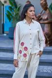Off-white Casual Resort Wear Co-Ord Set With Pink Detailing
