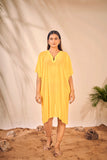 Beach Wear V Neck Yellow Kaftan Cover Up Dress