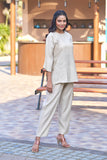 Beige Co-Ord Classy Casual Wear With Embroidery For Ladies