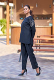 Black Designer Summer Casual Outfit With White Embroidery