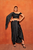 Jet Black Drape Skirt & Sequin Crop Top Co-Ord Set