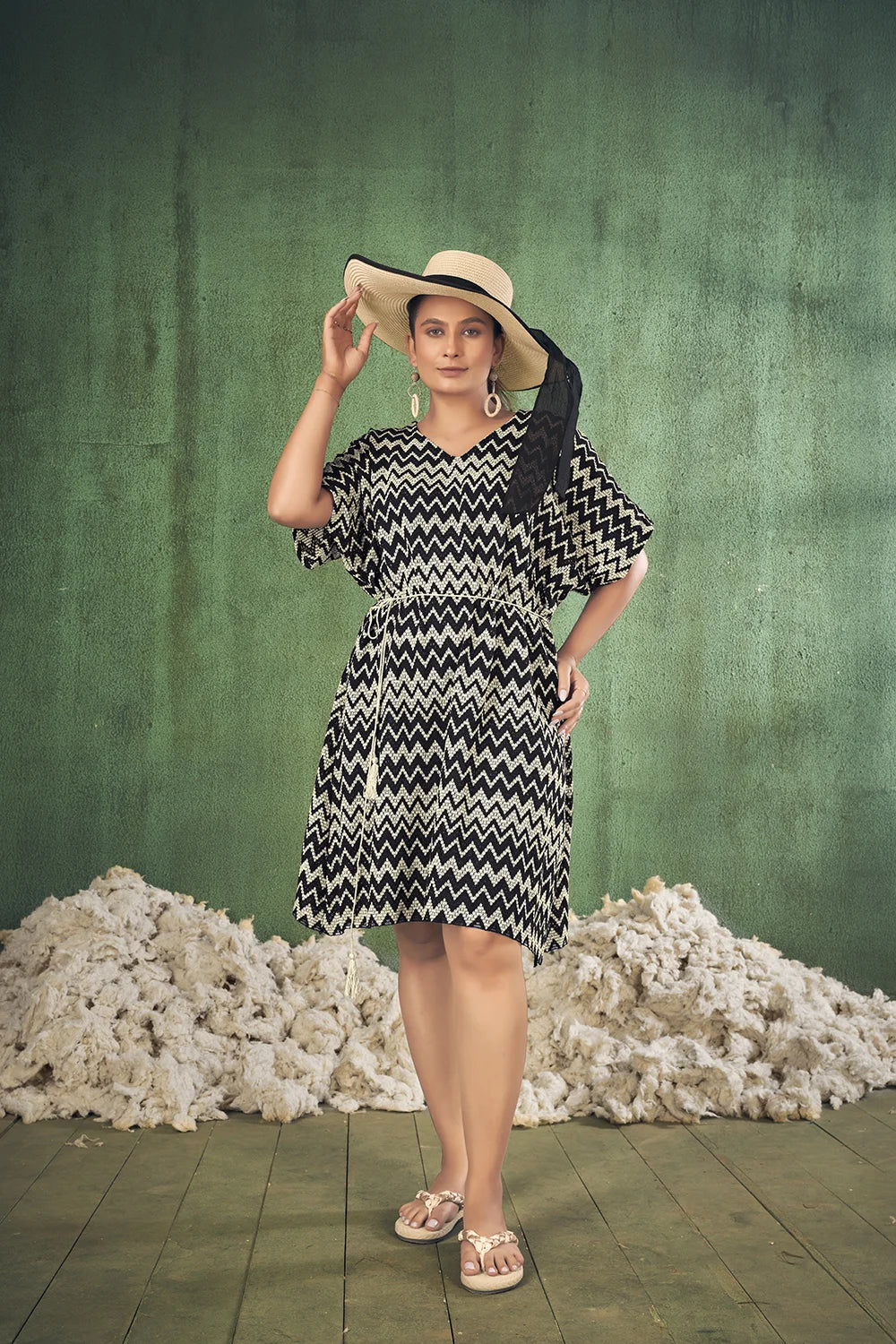 Zigzag Kaftan Beach Dress