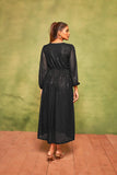 Rich Black Sequin Cocktail Dress | V-Neck Flared Elegance