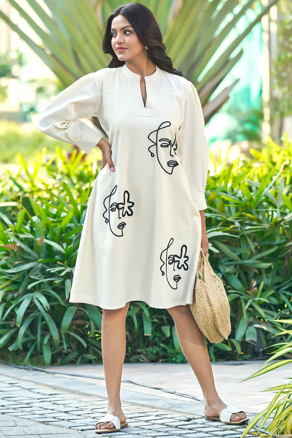Off-White Casual Resort Wear Dress | Plus-Size Vacation Dresses Off White / XL Off-White Casual Resort Wear Dress | Plus-Size Vacation Dresses Off White / XL