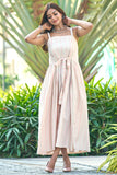 Pink Cotton Resort Wear Tie-up Dress