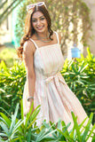 Pink Cotton Resort Wear Tie-up Dress