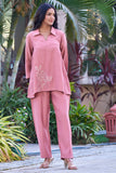 Pink Casual Resort Wear For Women With Intricate Embroidery