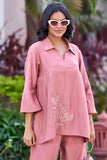 Pink Casual Resort Wear For Women With Intricate Embroidery