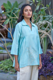 Ladies' Embroidered Soft Summer Co-Ords in Blue and White