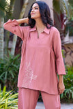 Pink Casual Resort Wear For Women With Intricate Embroidery