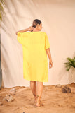 Beach Wear V Neck Yellow Kaftan Cover Up Dress